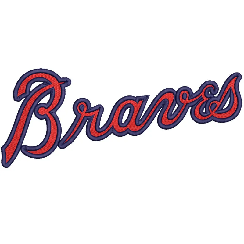 Embroidery design featuring the Atlanta Braves wordmark logo, ideal for stitching on caps and apparel.