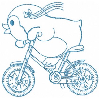 Penguin cyclist one colored embroidery design - Embroidery Design