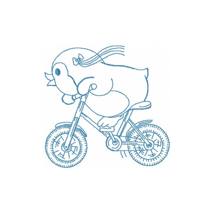 Penguin cyclist one colored embroidery design - Embroidery Design