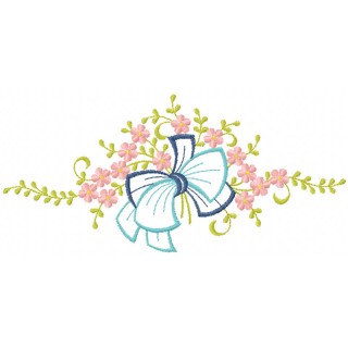 Bow in spring flowers embroidery design - Embroidery Design