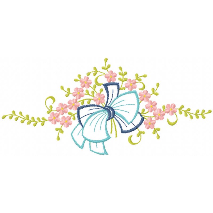 Bow in spring flowers embroidery design - Embroidery Design