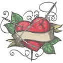 Preview of a needlework heart embroidery design, showcasing intricate stitching patterns for crafts projects.