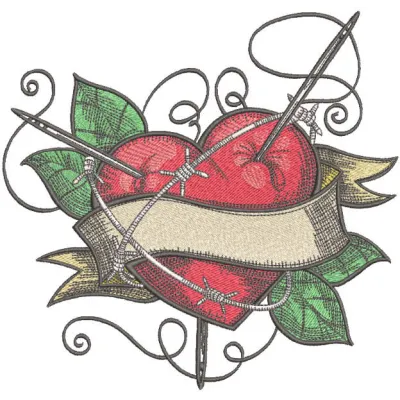 Preview of a needlework heart embroidery design, showcasing intricate stitching patterns for crafts projects.
