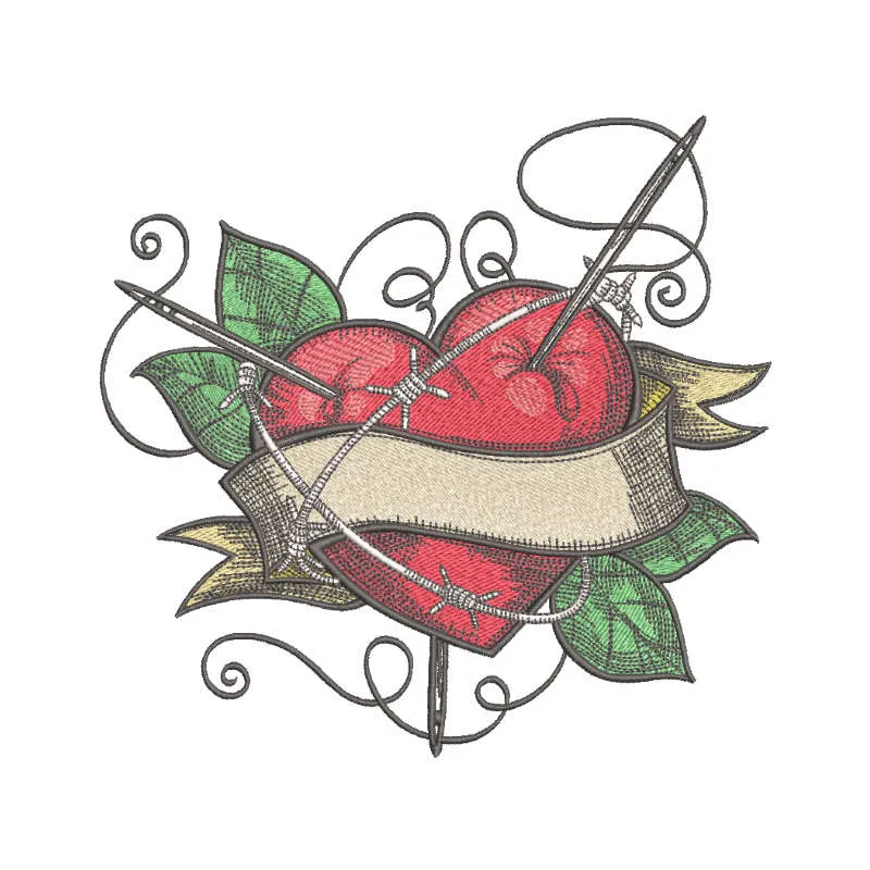 Preview of a needlework heart embroidery design, showcasing intricate stitching patterns for crafts projects.