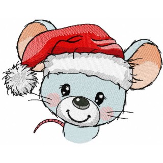 Little mouse with santa hat embroidery design - Embroidery Design