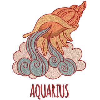 Aquarius zodiac sign embroidery design - Embroidery Design