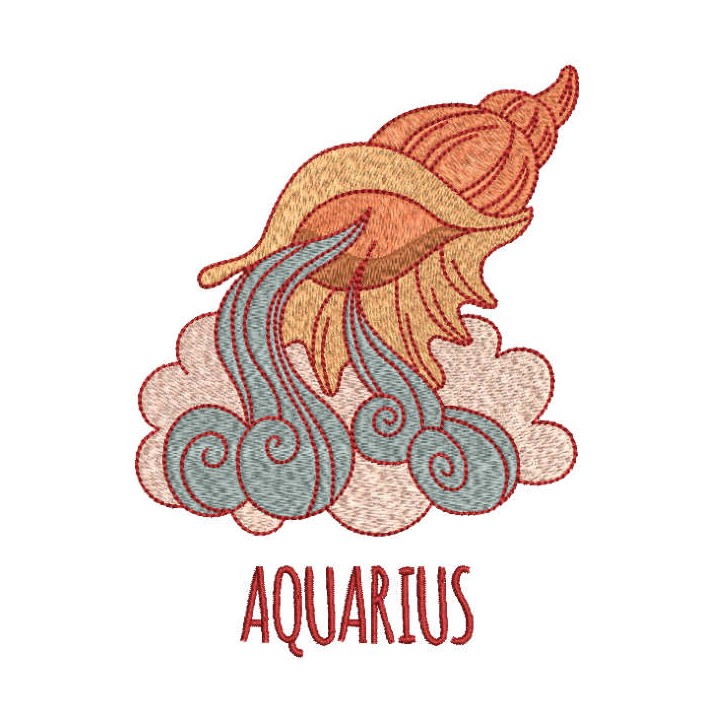 Aquarius zodiac sign embroidery design - Embroidery Design