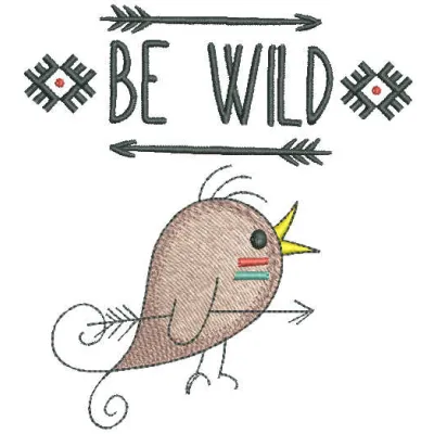 Preview of the Bird Be Wild embroidery design featuring colorful bird motifs for creative stitching projects.