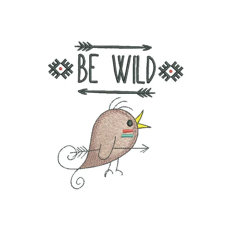 Preview of the Bird Be Wild embroidery design featuring colorful bird motifs for creative stitching projects.