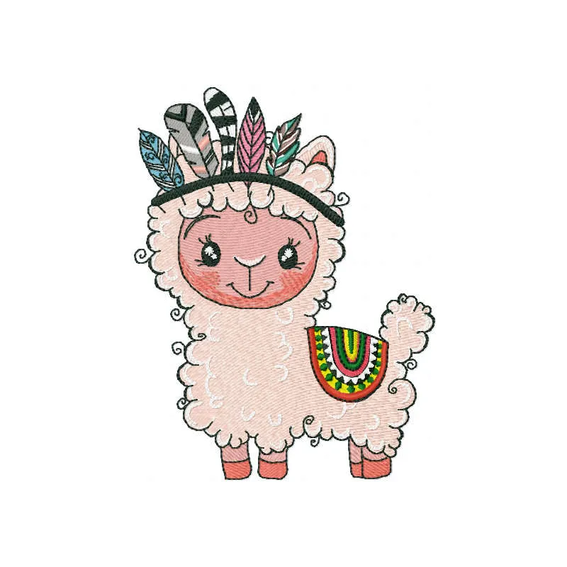 Llama Indian embroidery design showcasing intricate patterns perfect for stitching on apparel and accessories.