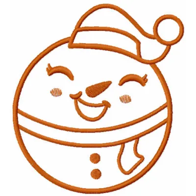 Smiling snowman ball one colored embroidery design, perfect for holiday projects on t-shirts, towels, and more.