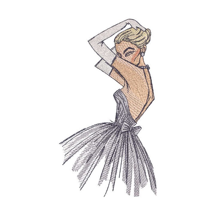 Blonde in a ball gown embroidery design - Embroidery Design