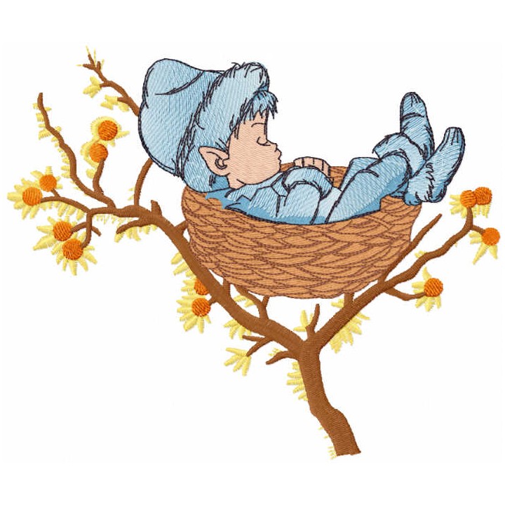 Boy sleeping in the nest embroidery design - Embroidery Design