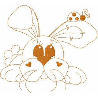 Rabbit with ladybug one colored embroidery design - Embroidery Design