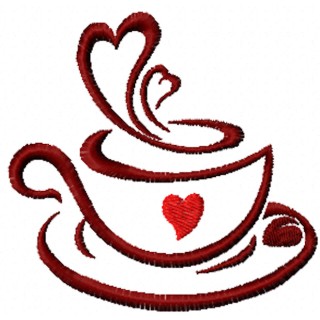 Cup coffee love embroidery design - Embroidery Design