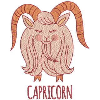 Capricorn zodiac sign embroidery design - Embroidery Design