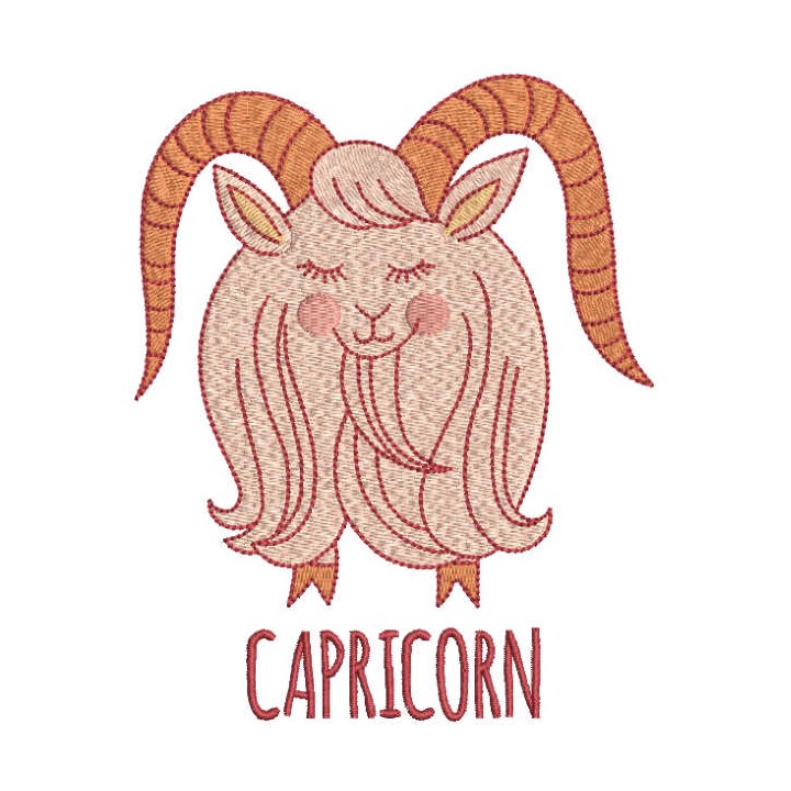 Capricorn zodiac sign embroidery design - Embroidery Design