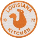 Popeyes Round Logo embroidery design showcasing vibrant stitching patterns for t-shirts and tote bags.