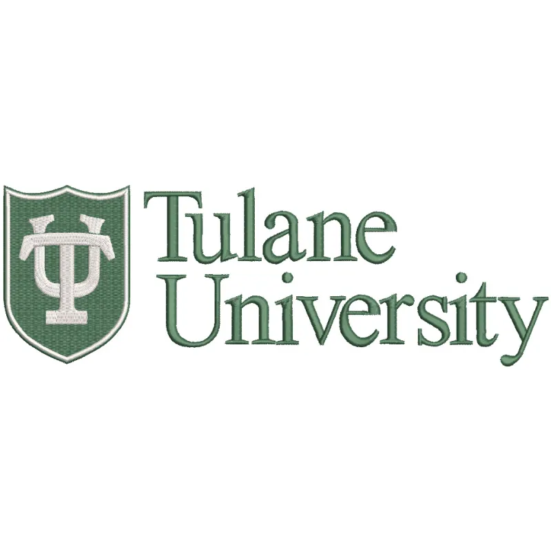Tulane University logo embroidery design showcasing intricate stitching details for college sports gear.