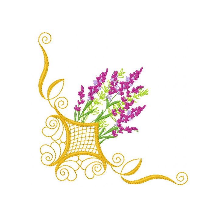 Lavender corner embroidery design - Embroidery Design