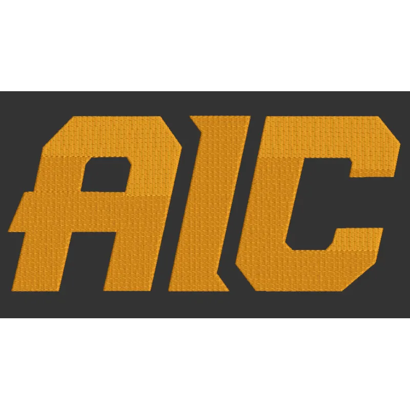Embroidery design of the AIC Yellow Jackets modern wordmark logo, ideal for stitching on apparel and accessories.
