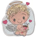 Preview of a charming baby angel embroidery design featuring a bow and arrow, perfect for baby apparel and gifts.
