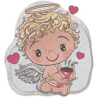 Baby angel with bow and arrow embroidery design - Embroidery Design