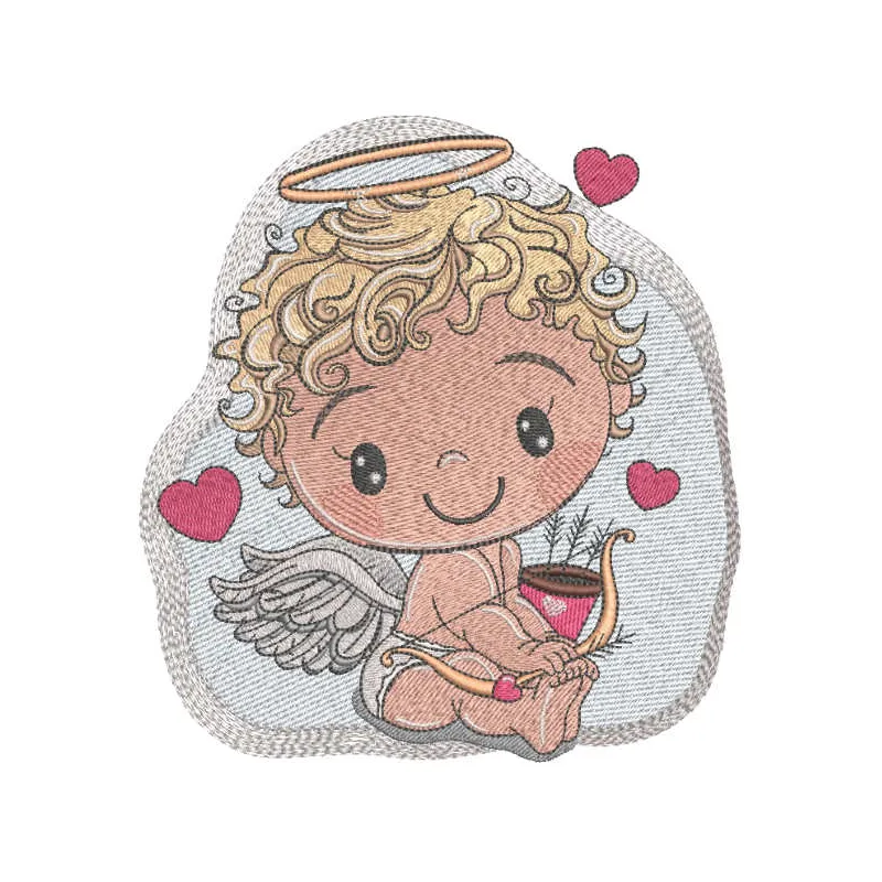 Preview of a charming baby angel embroidery design featuring a bow and arrow, perfect for baby apparel and gifts.