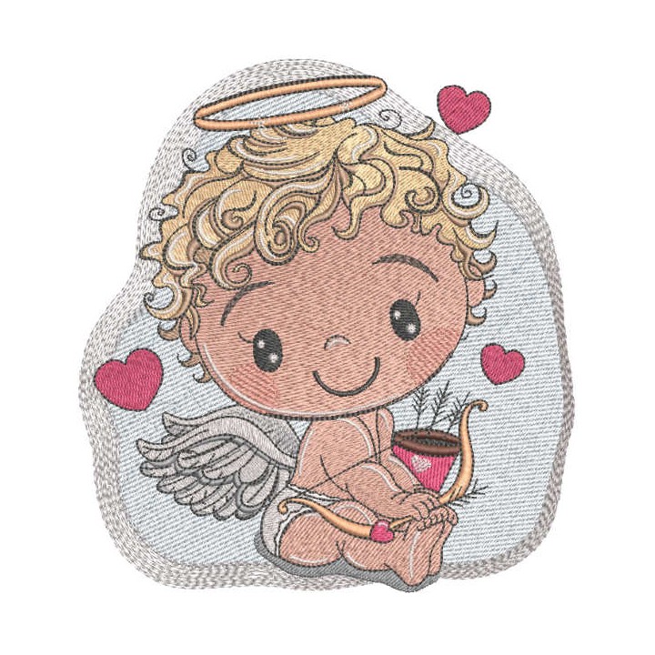 Baby angel with bow and arrow embroidery design - Embroidery Design