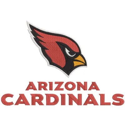 Embroidery design preview of the Arizona Cardinals full logo, showcasing detailed stitching patterns for enthusiasts.