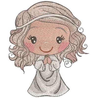 Preview of a charming praying little girl embroidery design, perfect for girls' clothing and accessories.