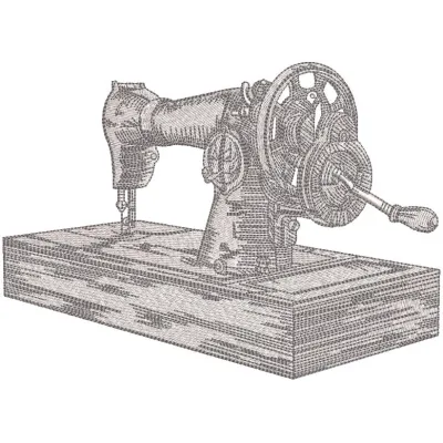 Sketch vintage sewing machine embroidery design showcasing intricate details for creative stitching projects.