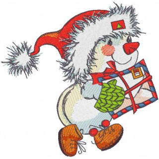 Snowman with Christmas letter embroidery design - Embroidery Design