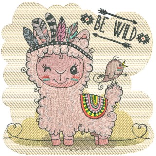Llama be wild embroidery design - Embroidery Design