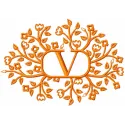 Valentino vintage logo embroidery design preview showcasing intricate stitching patterns for various projects.