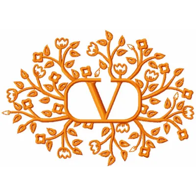Valentino vintage logo embroidery design preview showcasing intricate stitching patterns for various projects.