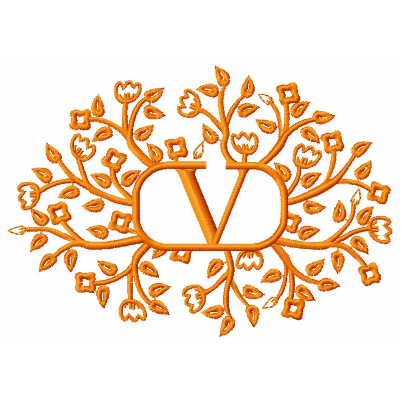 Valentino vintage logo embroidery design preview showcasing intricate stitching patterns for various projects.