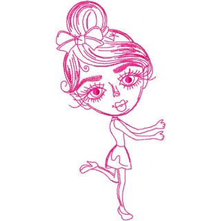 Dancing stylish girl one colored embroidery design - Embroidery Design