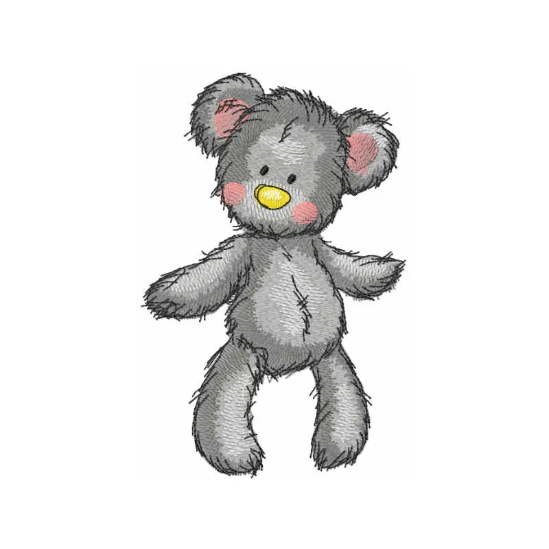 Preview of My Dancing Teddy embroidery design featuring a playful teddy bear in motion, perfect for various fabrics.