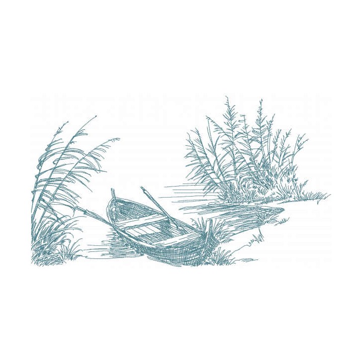 Landscape on the river bank embroidery design - Embroidery Design