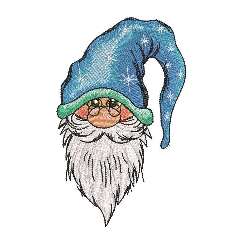 Gnome magic embroidery design featuring a whimsical gnome surrounded by enchanting elements, perfect for various projects.