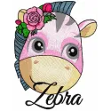 Adorable cute baby zebra embroidery design showcasing detailed stitching patterns for baby clothes and accessories.