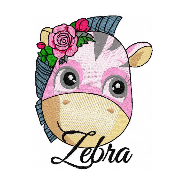 Cute baby zebra embroidery design - Embroidery Design