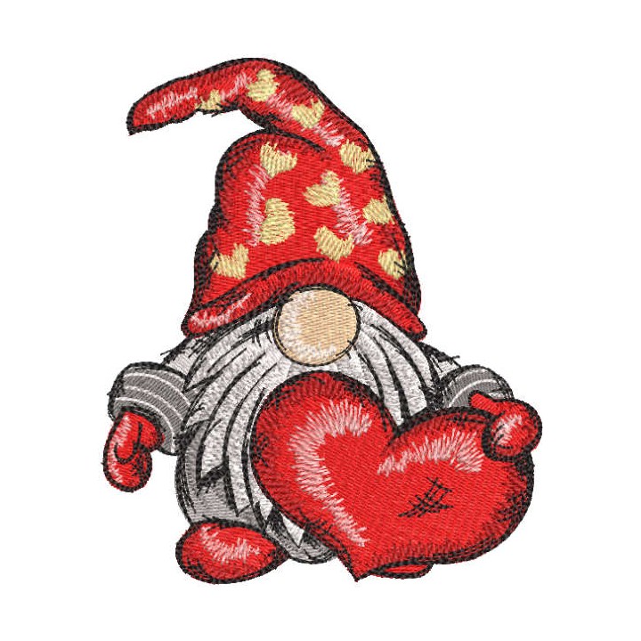 Valentine's dwarf with heart embroidery design - Embroidery Design