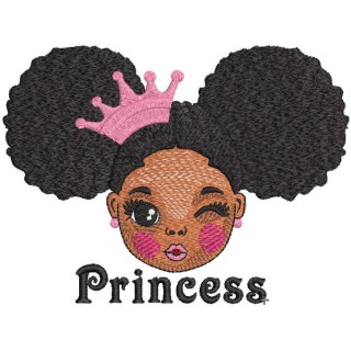 Winking princess embroidery design - Embroidery Design