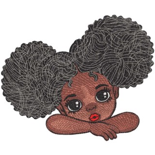 Curly dreamy girl embroidery design - Embroidery Design