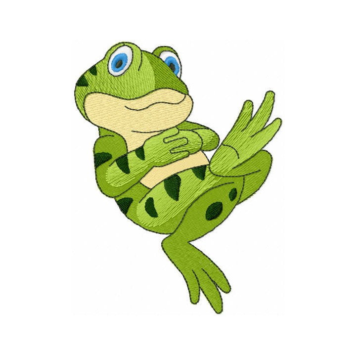Resting green frog embroidery design - Embroidery Design