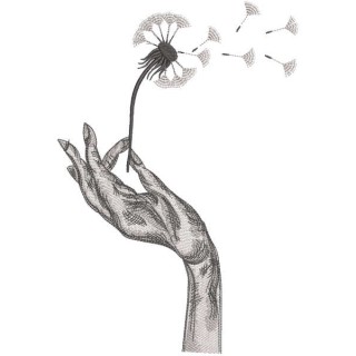 Woman's hand with dandelion embroidery design - Embroidery Design