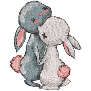 First meeting loving bunny embroidery design - Embroidery Design