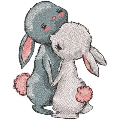Preview of the First Meeting Loving Bunny embroidery design featuring a cute bunny motif for stitching.